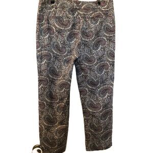 Talbots Women's Paisley Crop Pants Size 8 The Perfect Crop Zip Closure